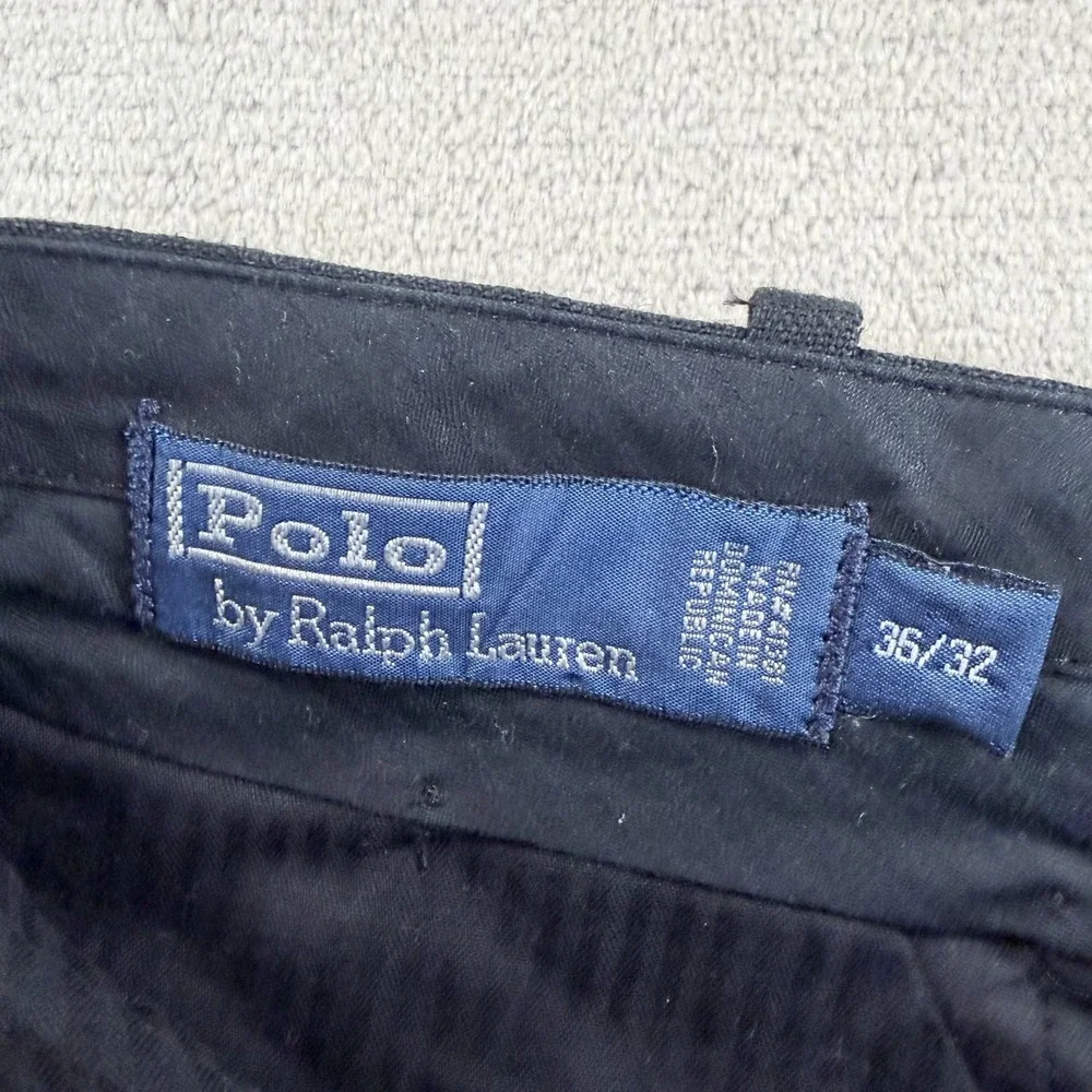 Vintage Polo Ralph Lauren Cuffed Pleated Trouser Pants Black 100% Linen 36x32